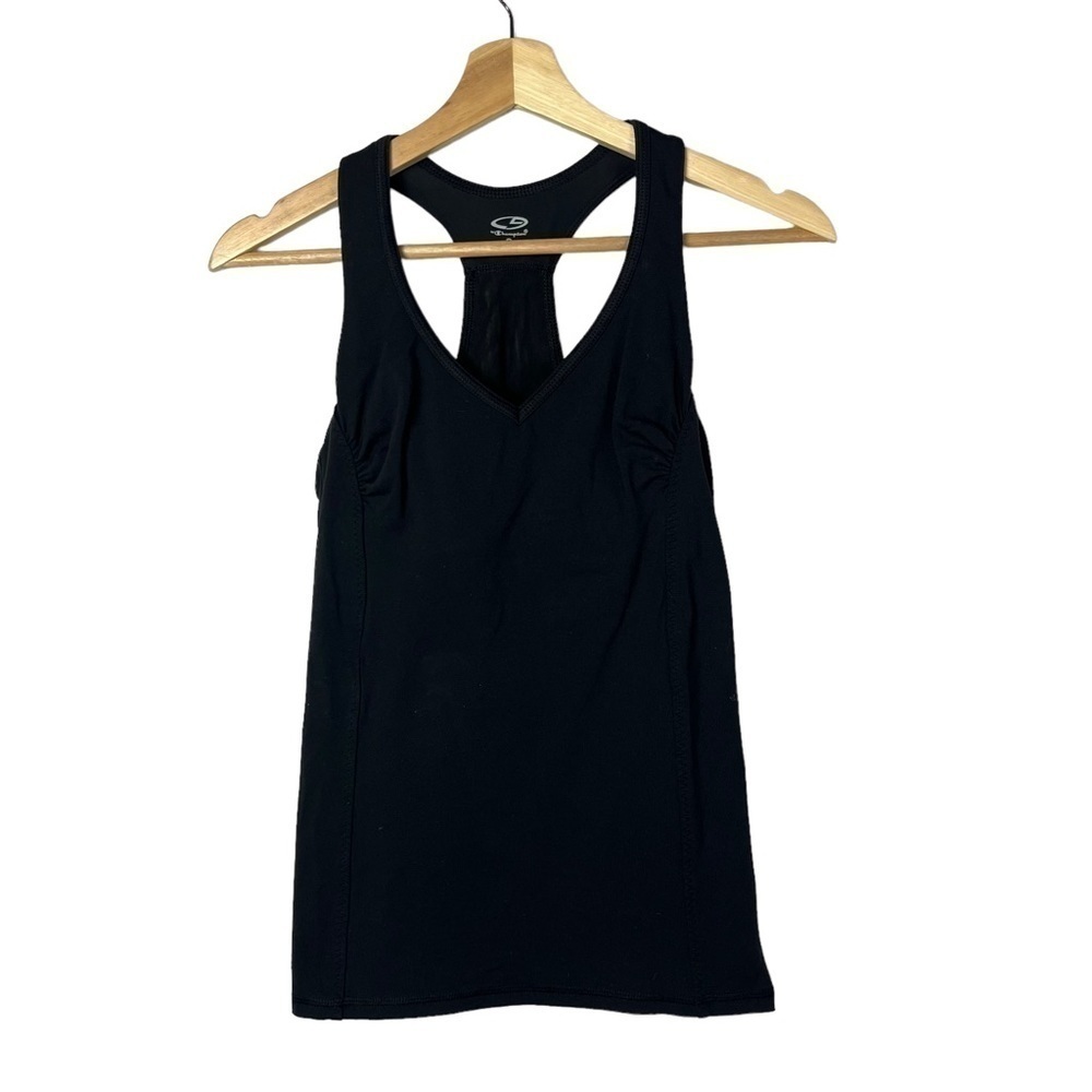 Champion Black Scoop Neck Fitted Racerback Athletic Tank Top S